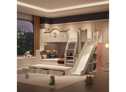 Łóżko piętrowe łóżko składane Kids Design Nowoczesne łóżko żłobek Pink slide